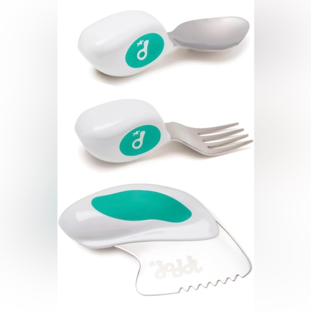 doddl Toddler Utensils, Ergonomic Fork Spoon and Knife Set for Self Feeding